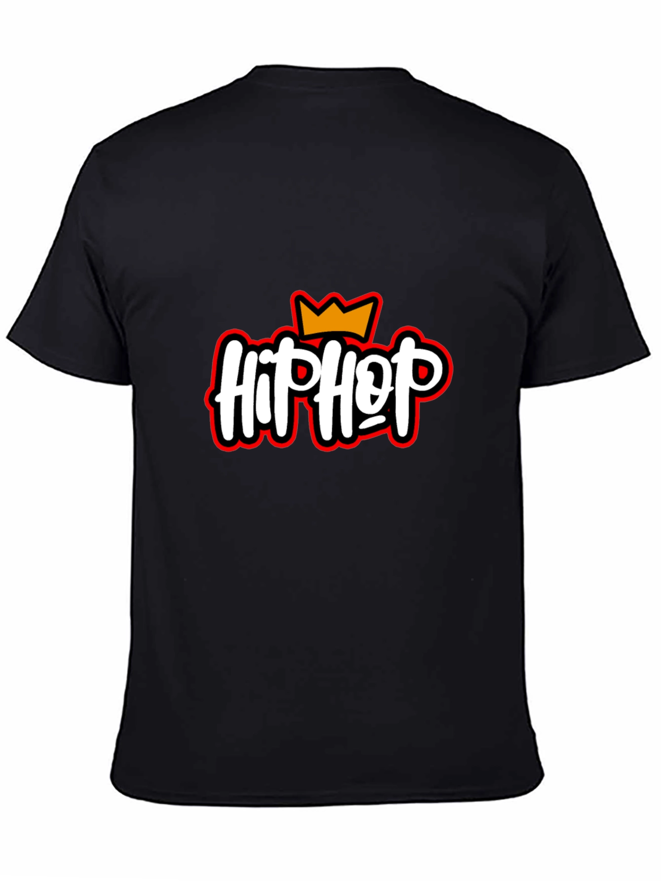 Hip Hop Crown Graphic Tee - Black Crew Neck T-Shirt