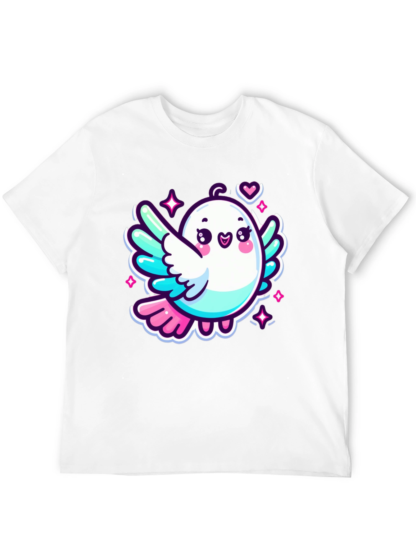 Cute Cartoon Bird Graphic Black T-Shirt