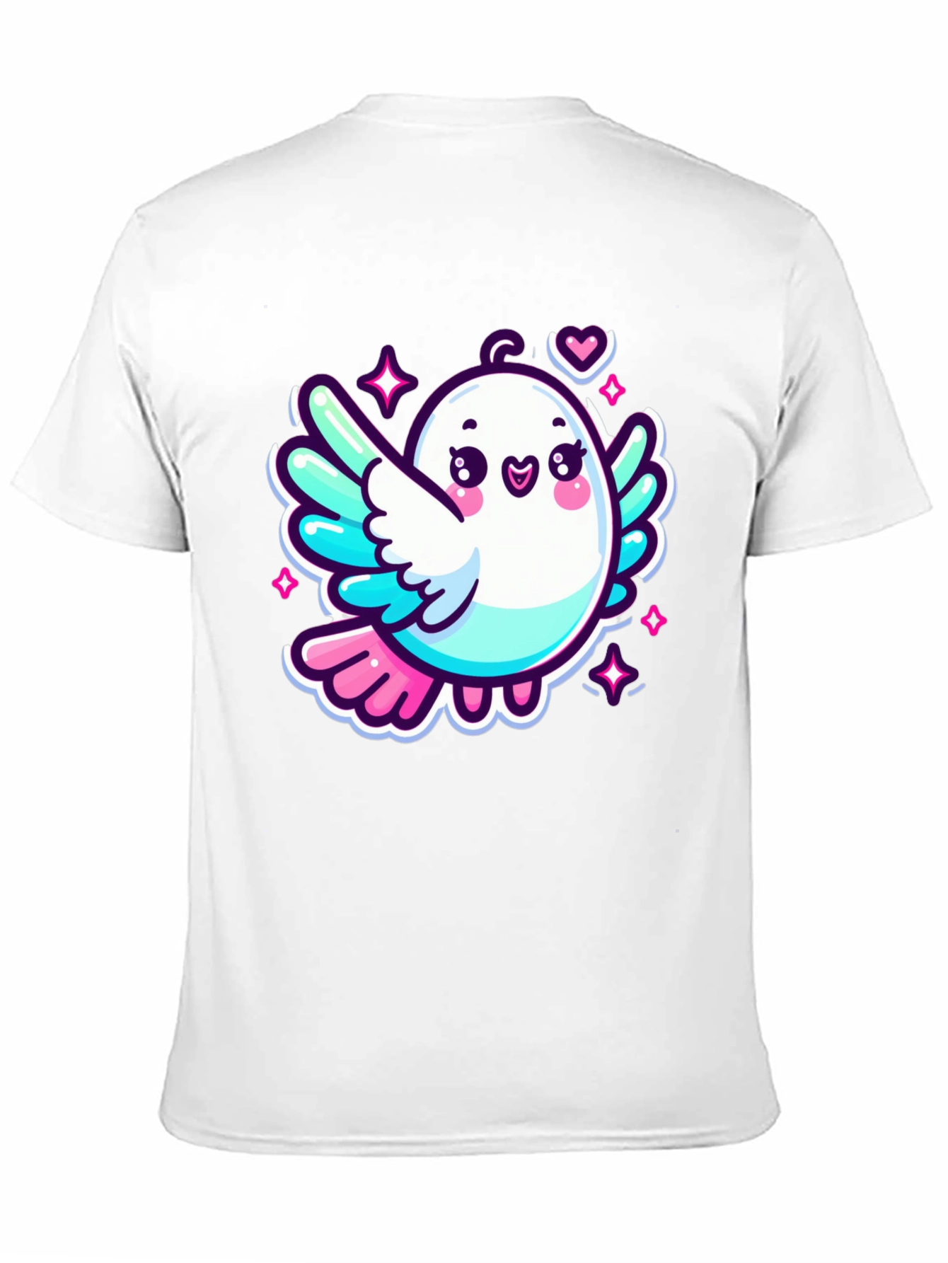 Cute Cartoon Bird Graphic Black T-Shirt