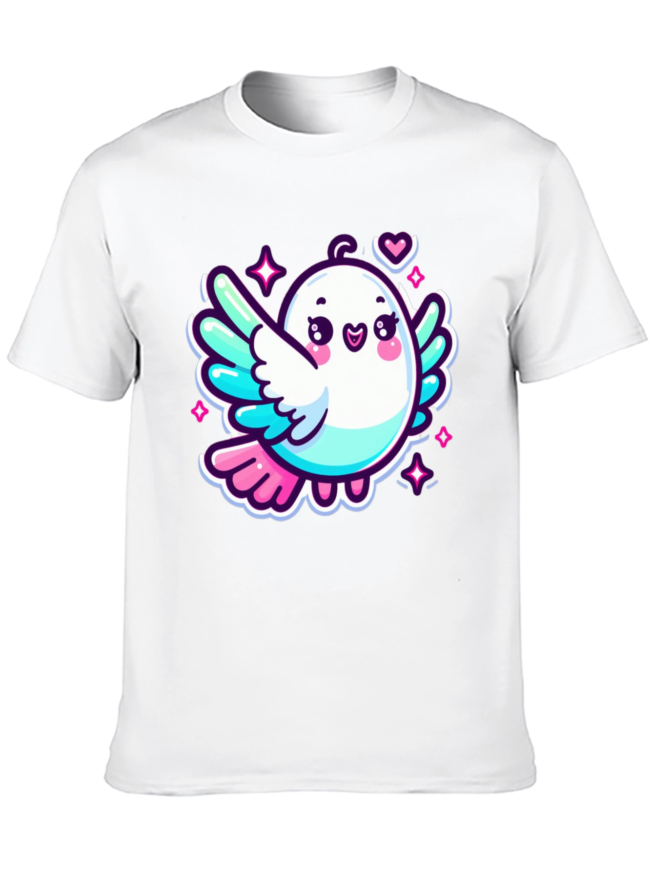 Cute Cartoon Bird Graphic Black T-Shirt
