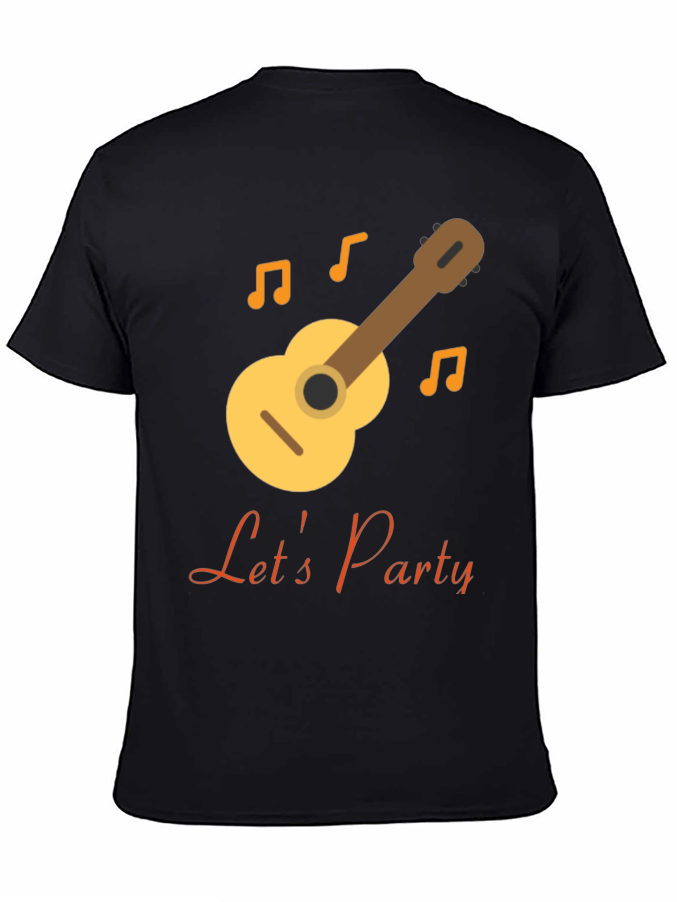 Lets Party Black T-Shirt with Guitar Design