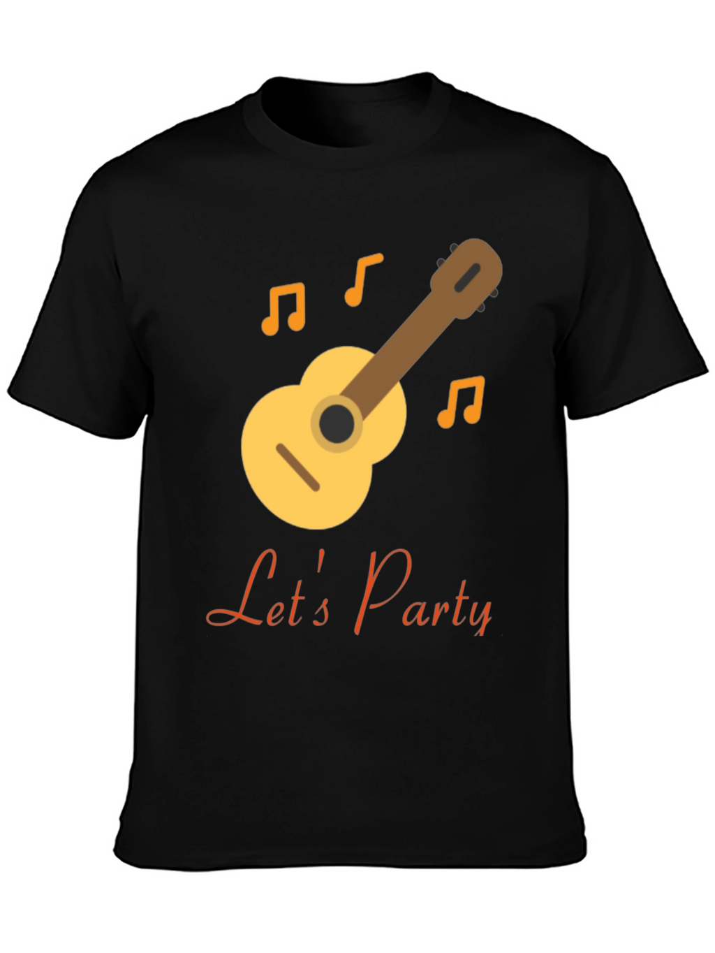 Lets Party Black T-Shirt with Guitar Design