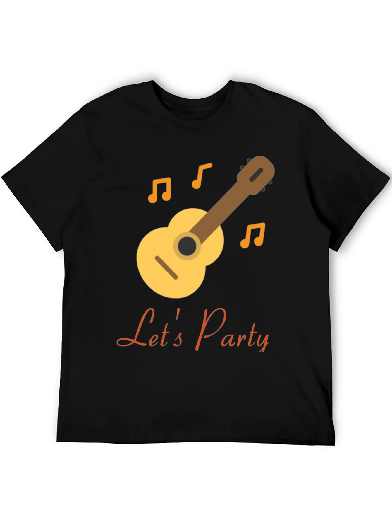 Lets Party Black T-Shirt with Guitar Design