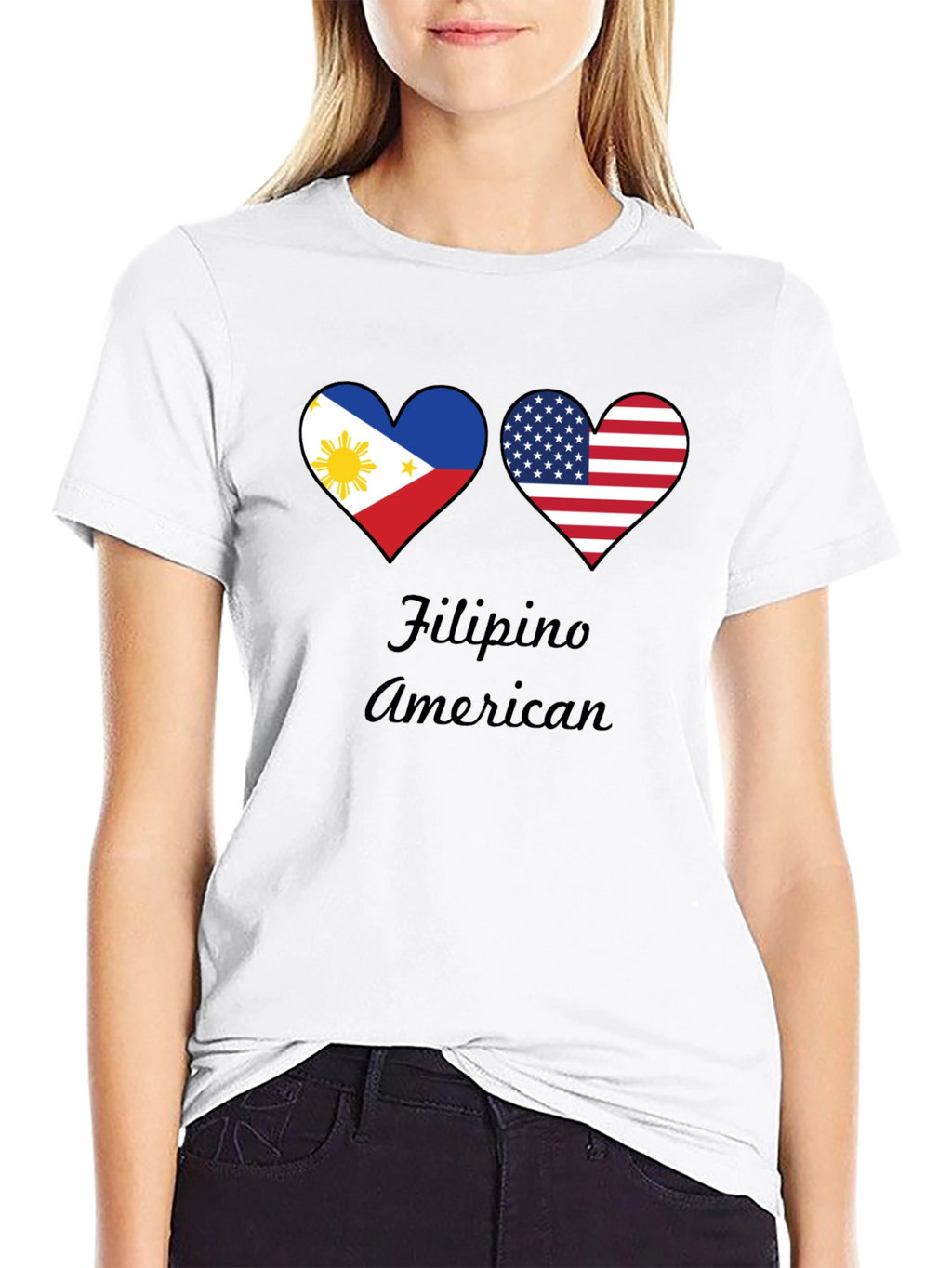 Filipino American Flag Heart Graphic Tee
