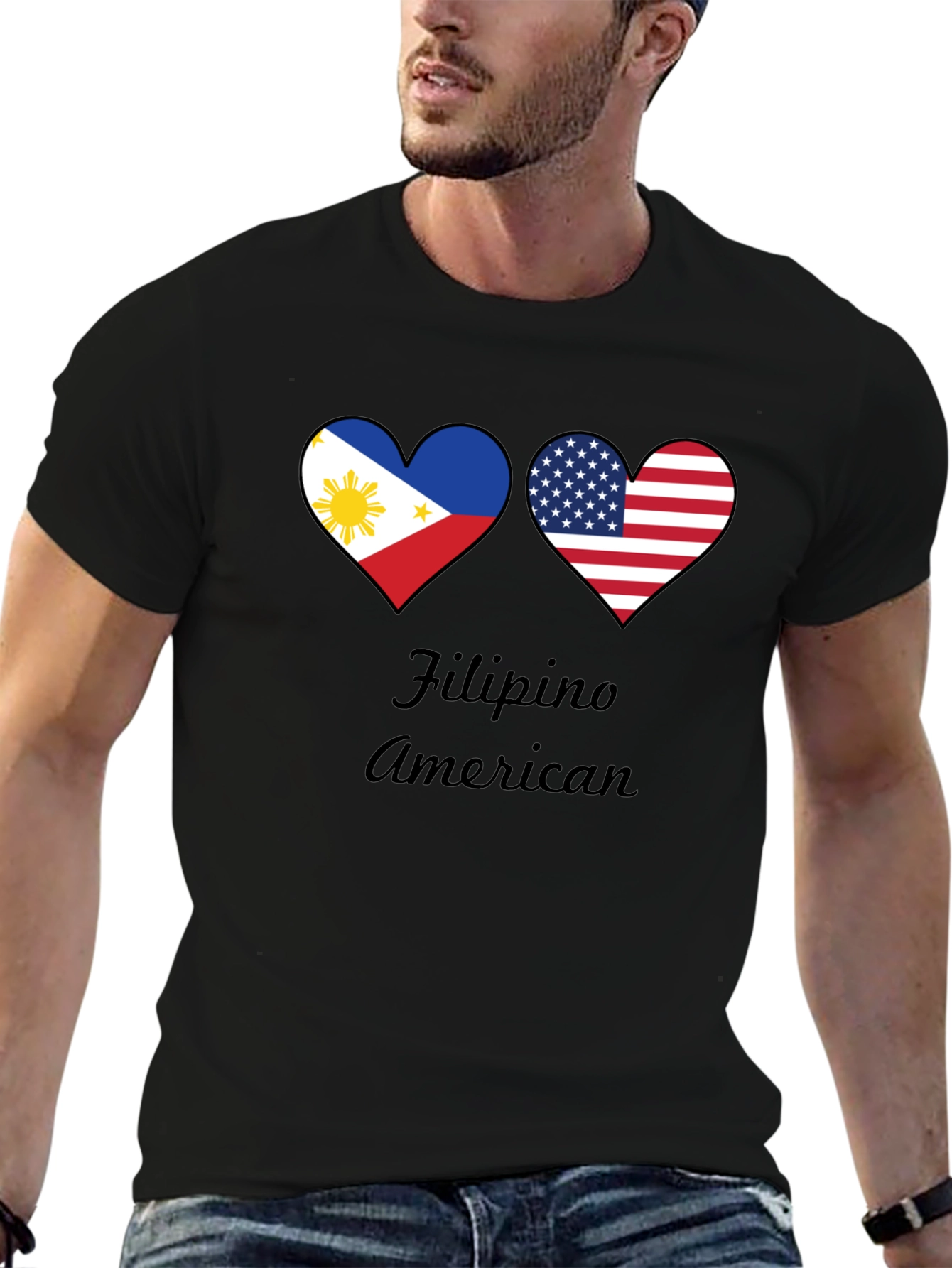 Filipino American Flag Heart Graphic Tee