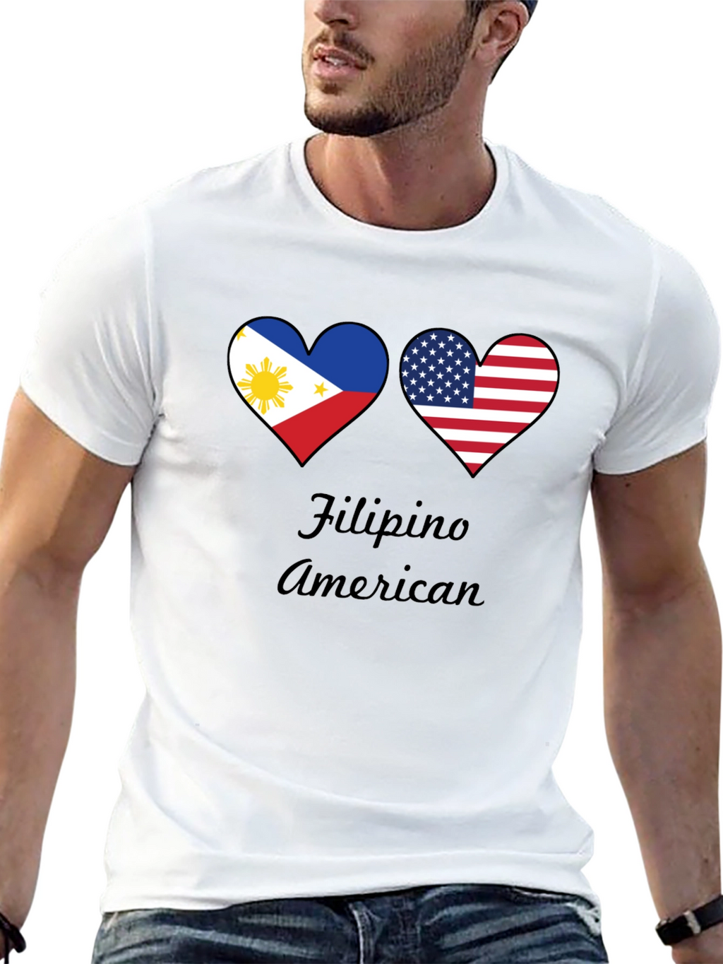Filipino American Flag Heart Graphic Tee