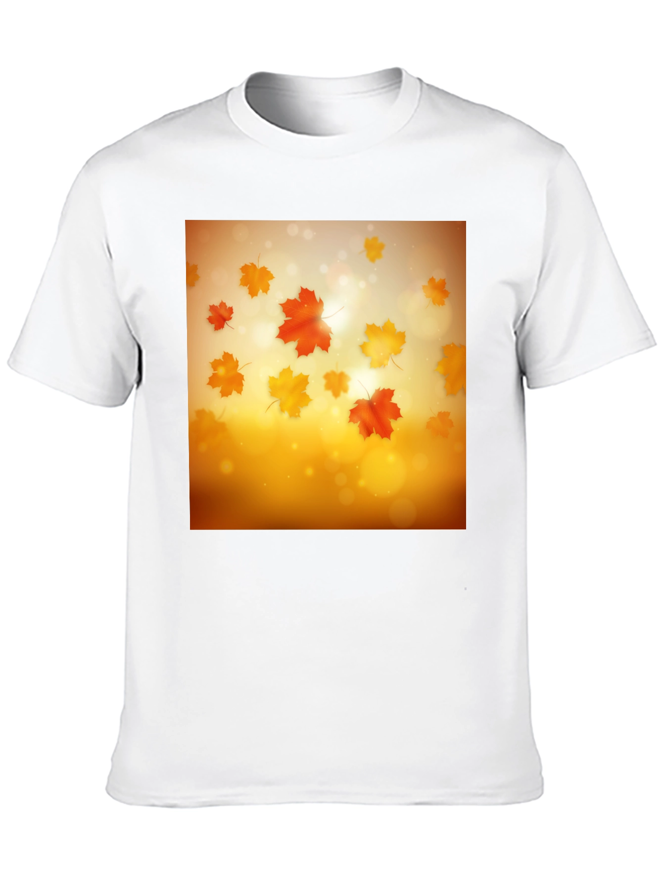 Autumn Leaves Graphic Tee - Black Cotton T-Shirt