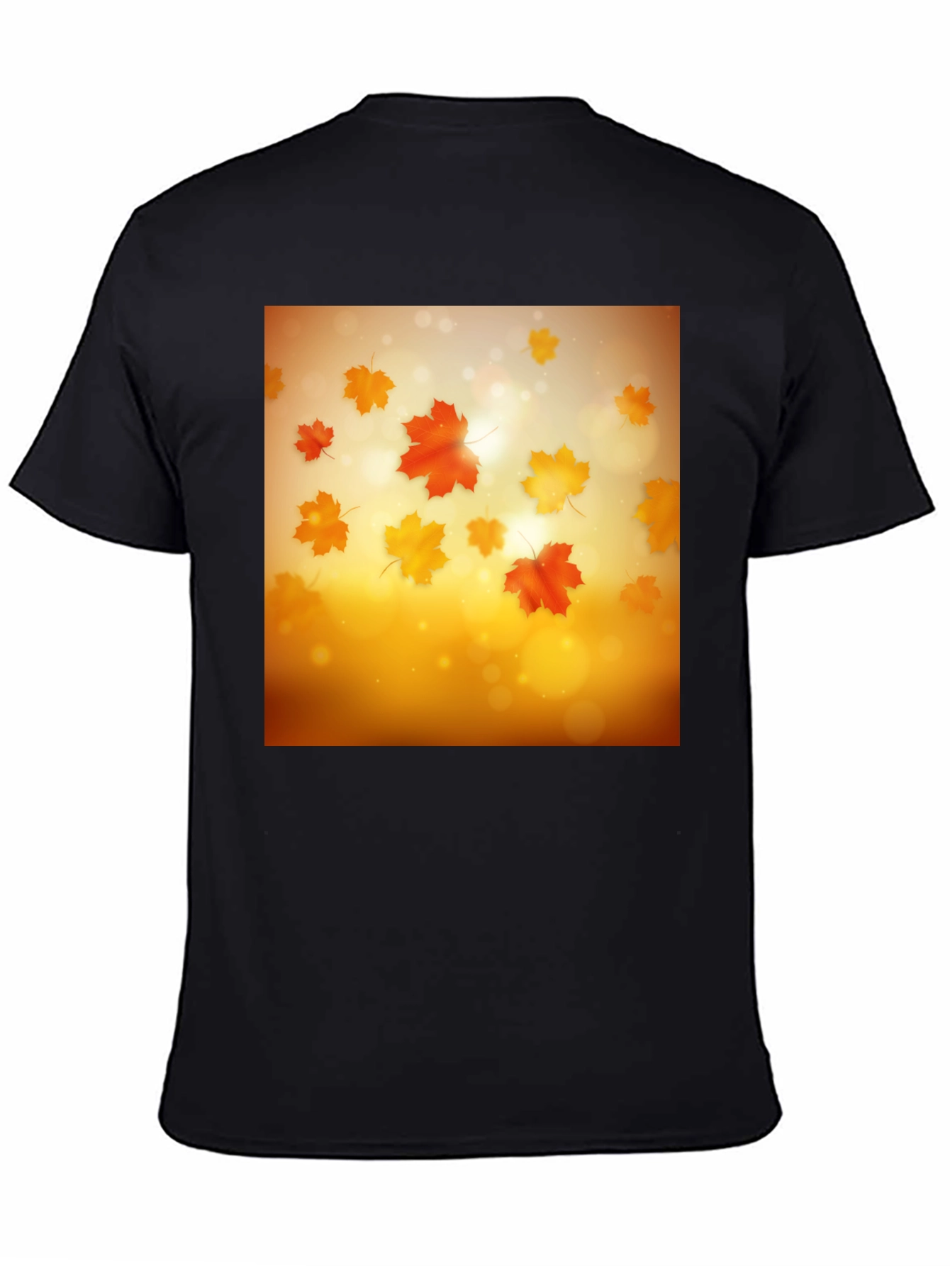 Autumn Leaves Graphic Tee - Black Cotton T-Shirt