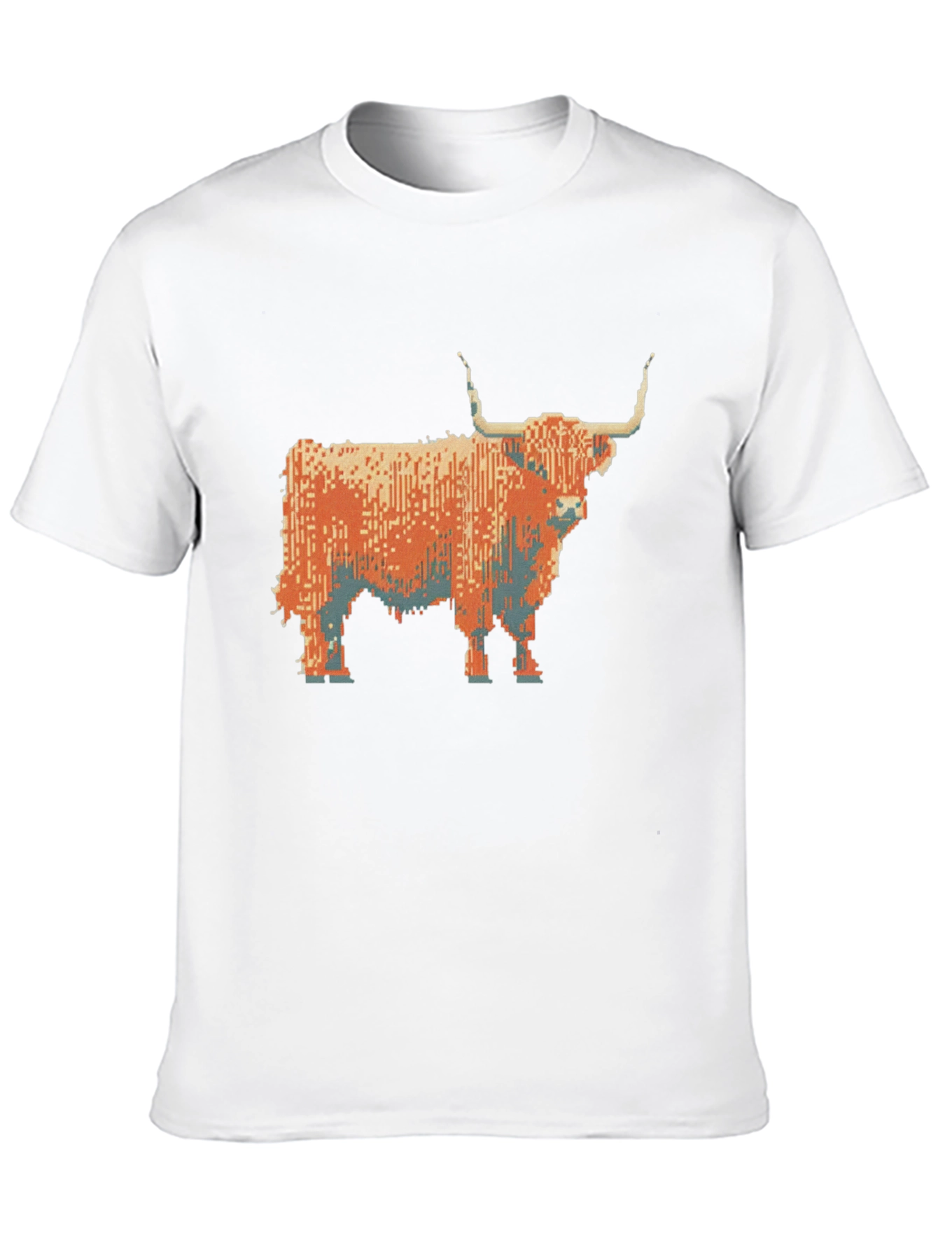 Highland Cow Pixel Art T-Shirt - Black