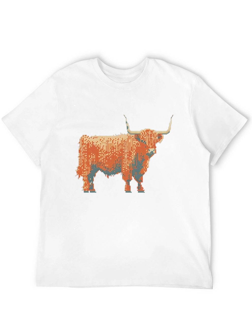 Highland Cow Pixel Art T-Shirt - Black