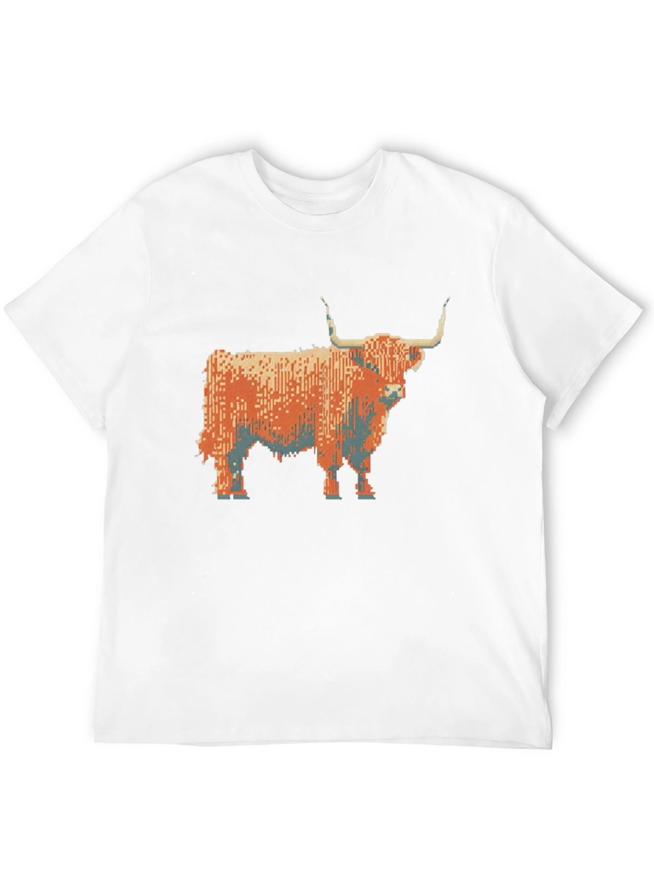 Highland Cow Pixel Art T-Shirt - Black