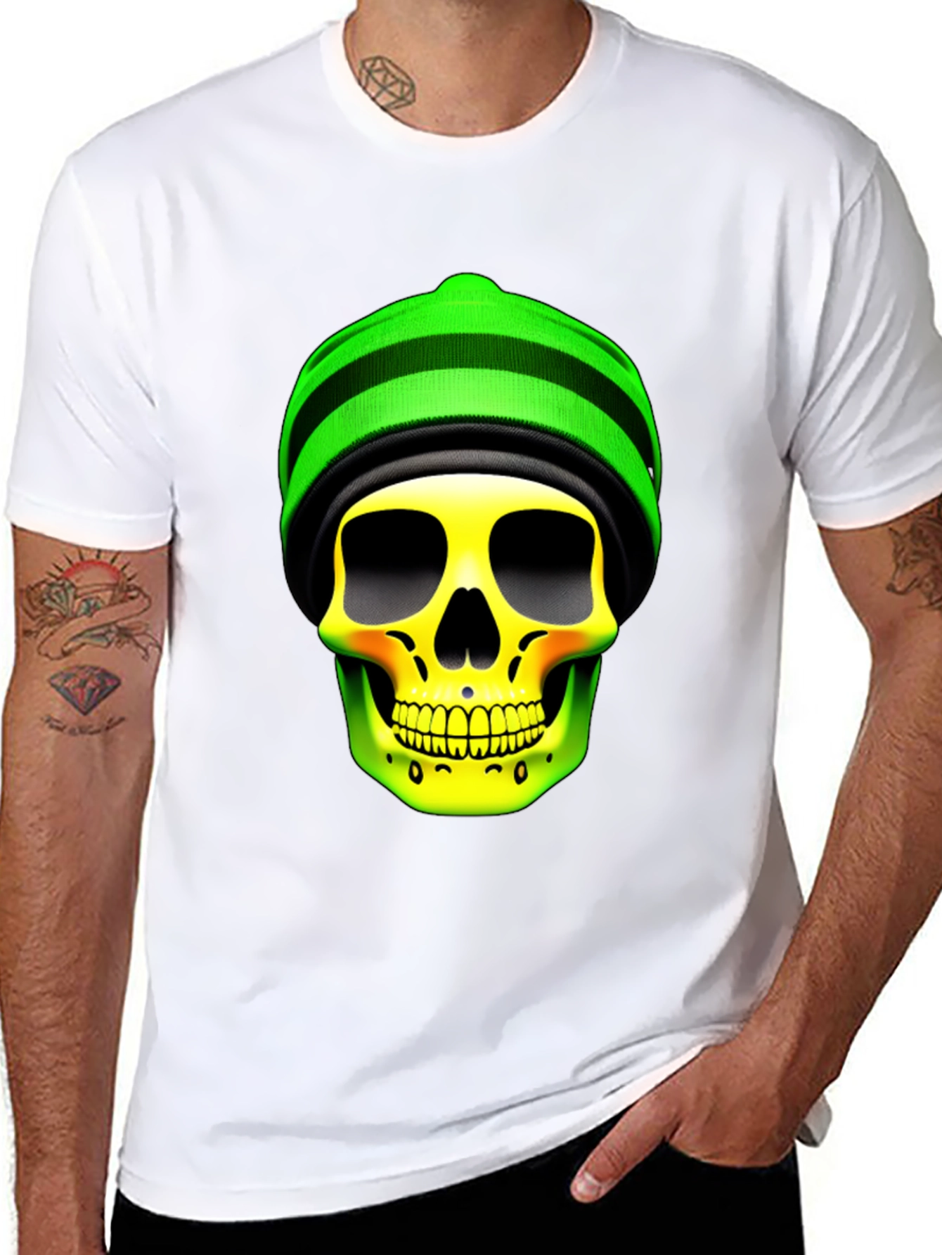 Skull with Beanie Graphic Tee
