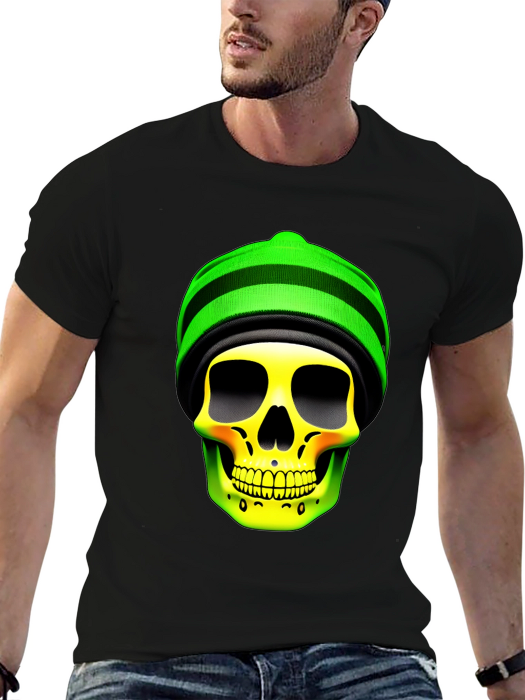 Skull with Beanie Graphic Tee