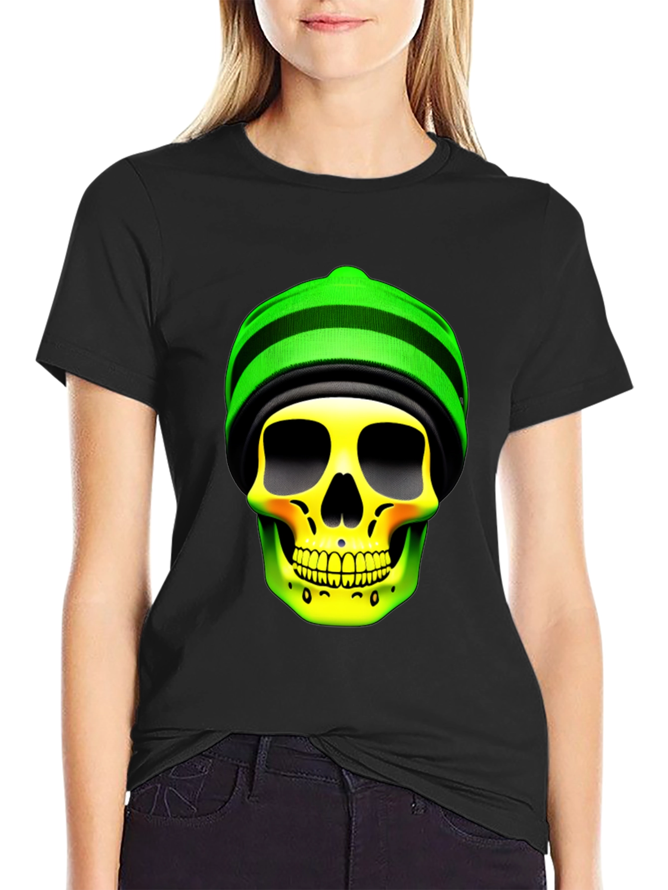 Skull with Beanie Graphic Tee