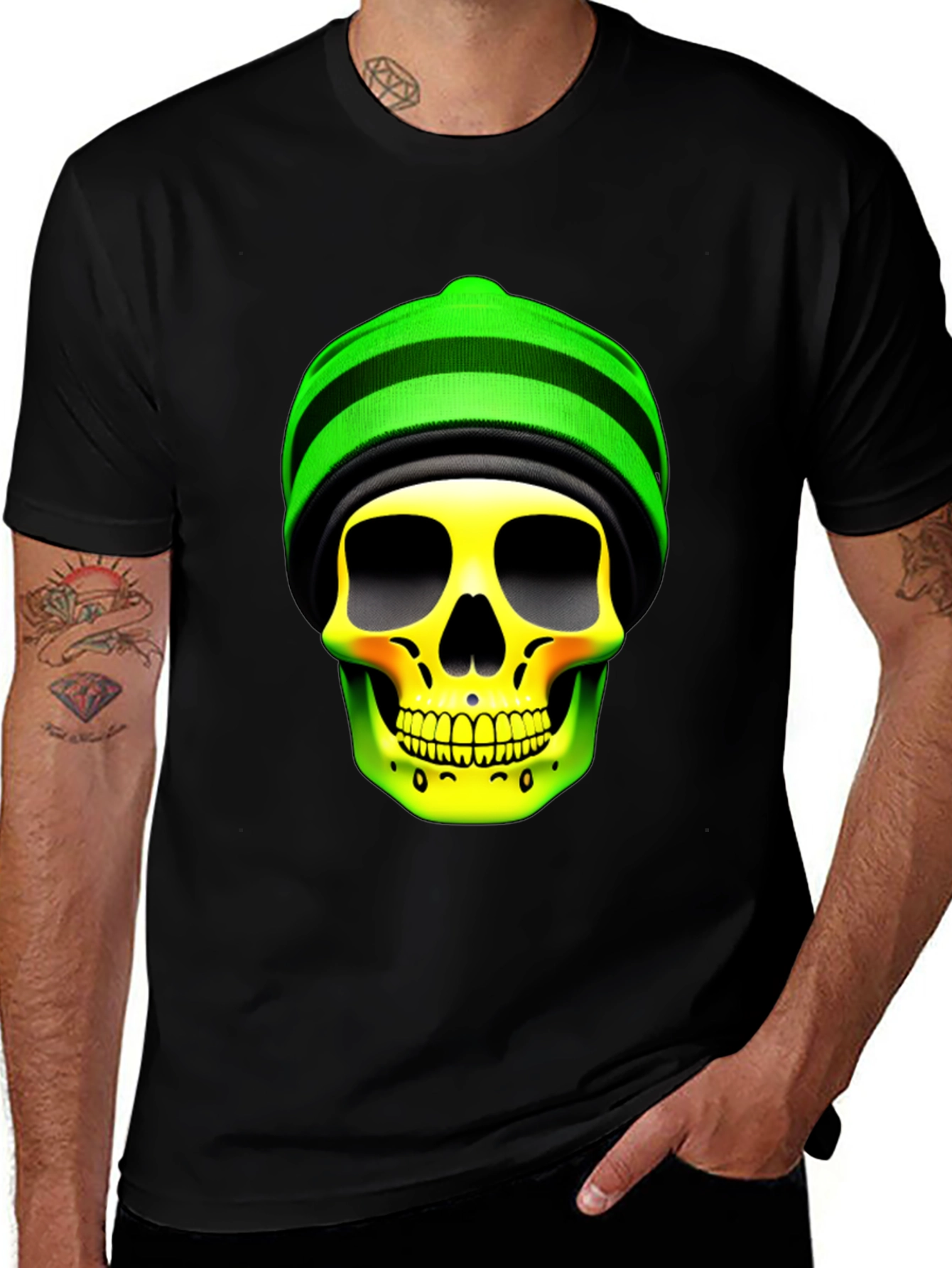 Skull with Beanie Graphic Tee