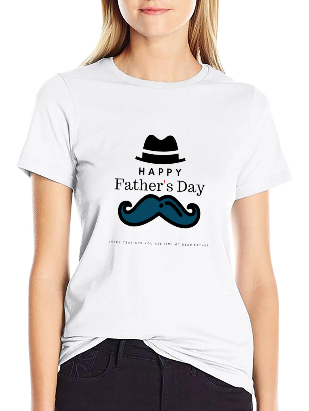 Happy Fathers Day T-Shirt - Mustache Graphic Tee