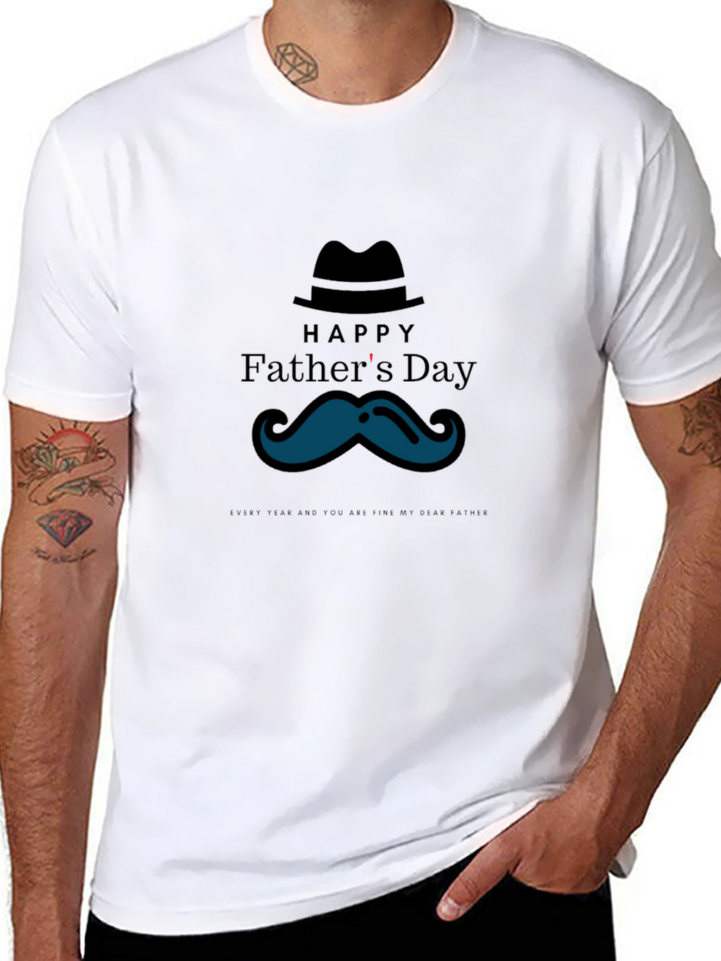 Happy Fathers Day T-Shirt - Mustache Graphic Tee