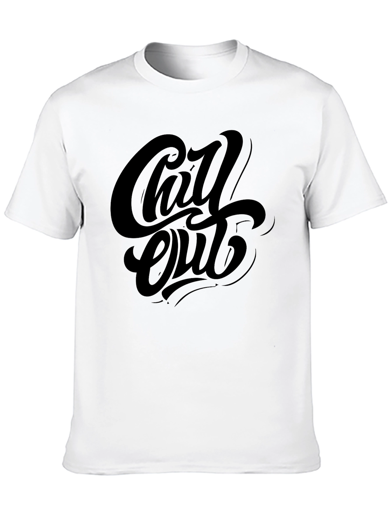 Chill Out Black Graphic Tee - Relaxed Style