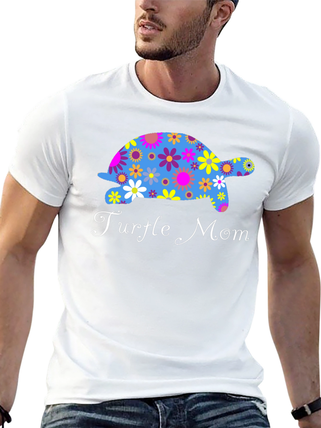 Turtle Mom Floral Graphic T-Shirt