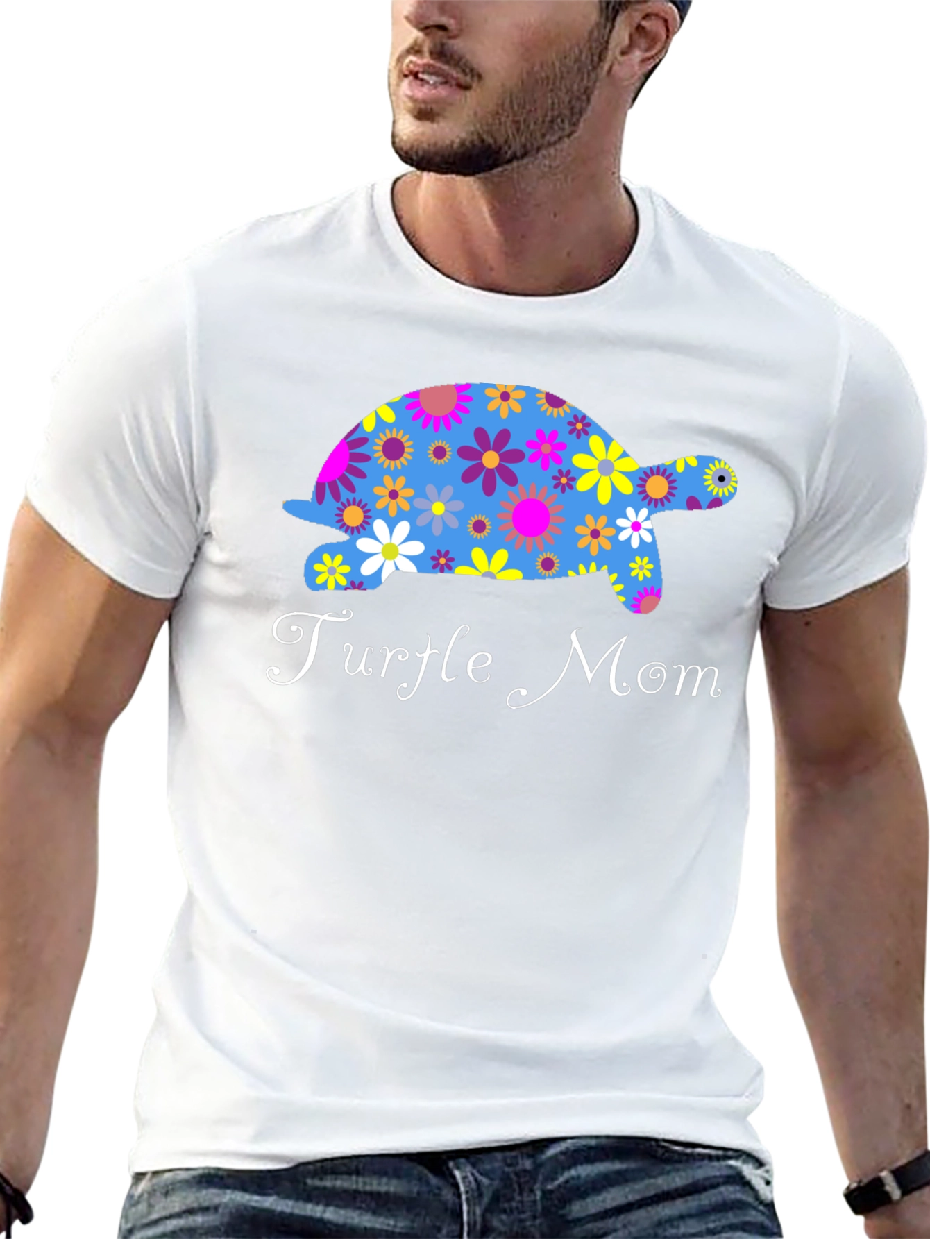 Turtle Mom Floral Graphic T-Shirt