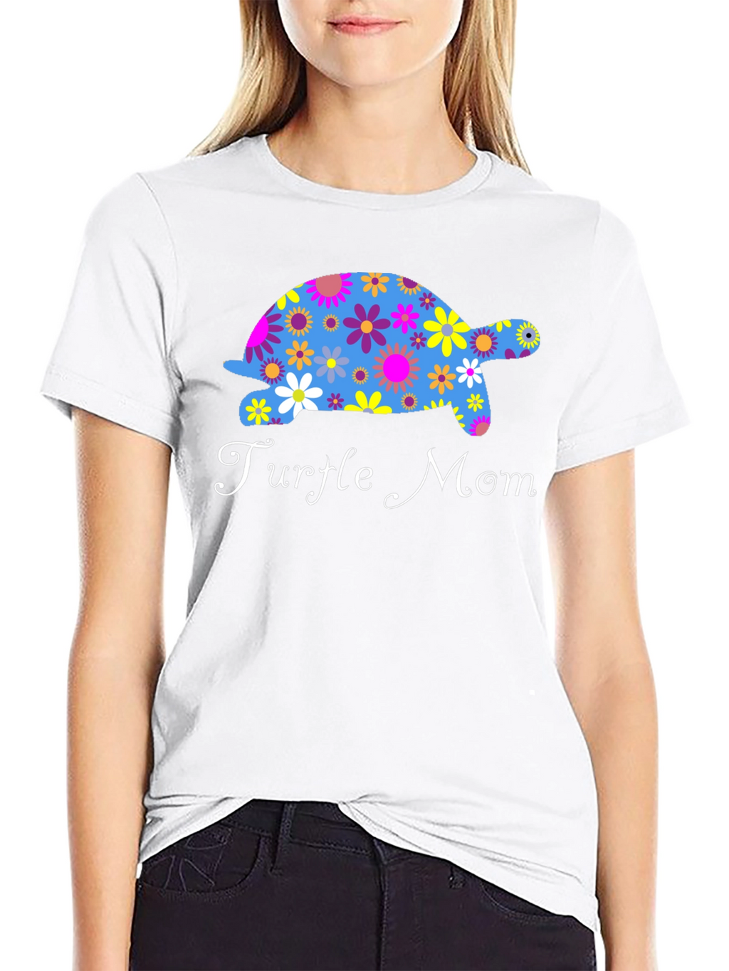Turtle Mom Floral Graphic T-Shirt