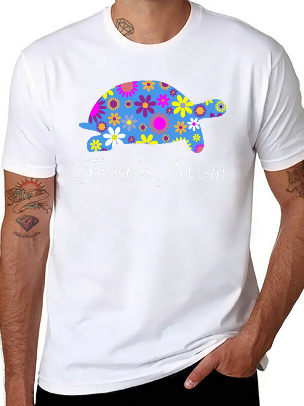 Turtle Mom Floral Graphic T-Shirt