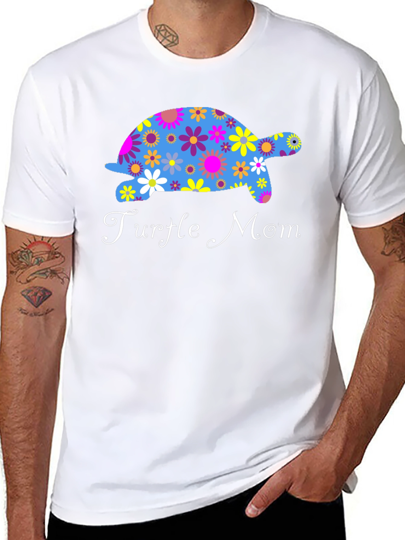 Turtle Mom Floral Graphic T-Shirt