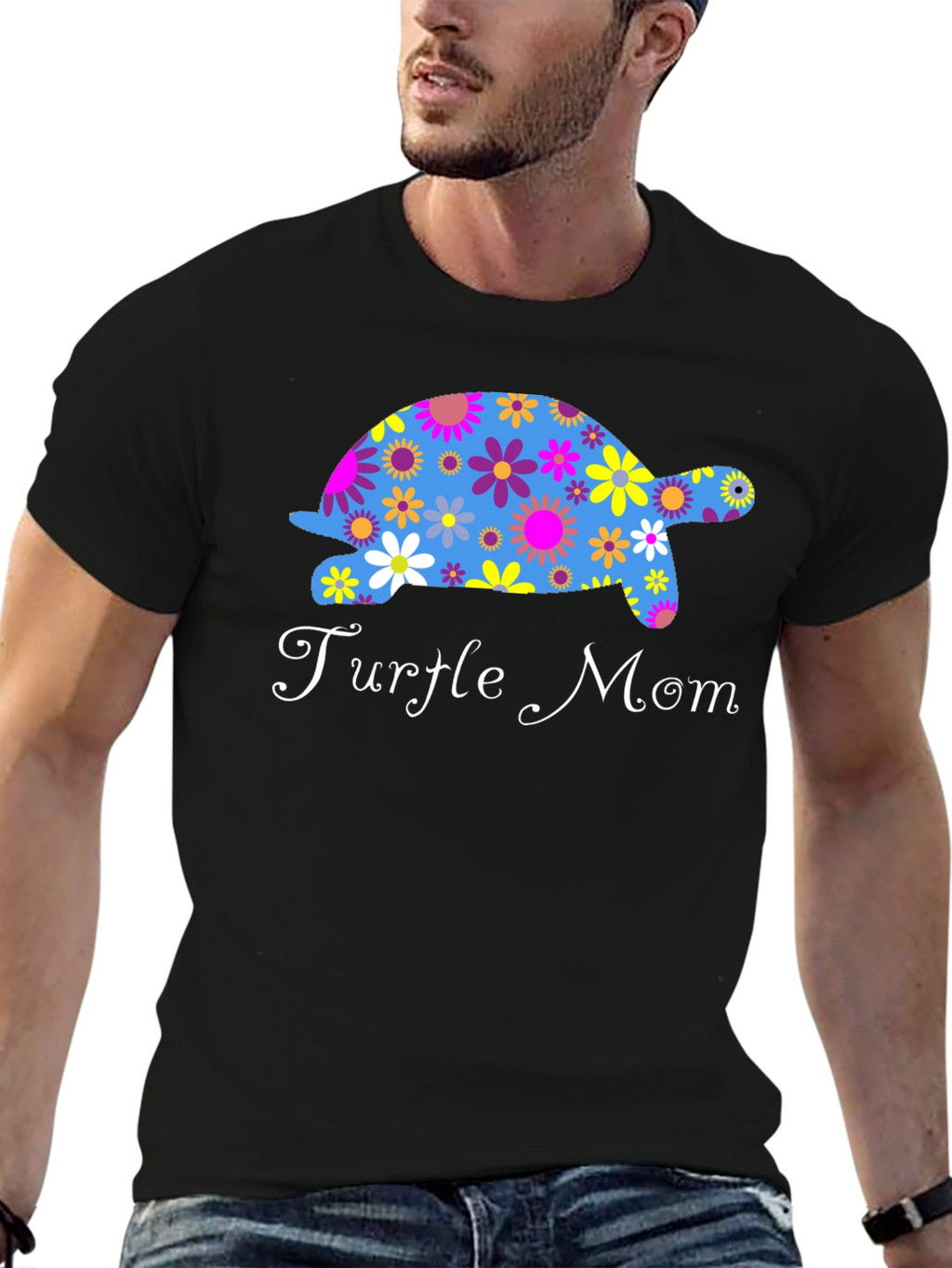 Turtle Mom Floral Graphic T-Shirt