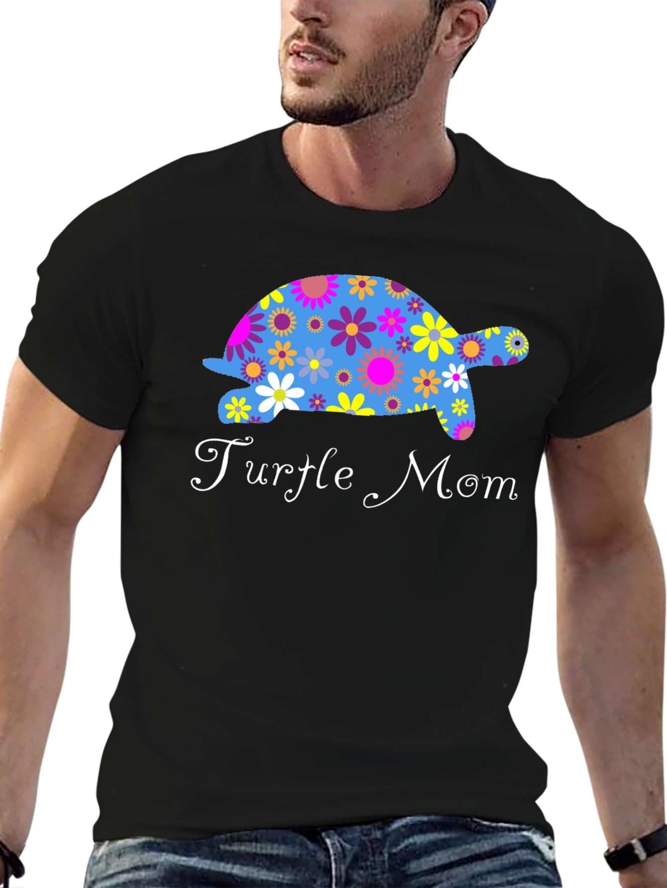 Turtle Mom Floral Graphic T-Shirt