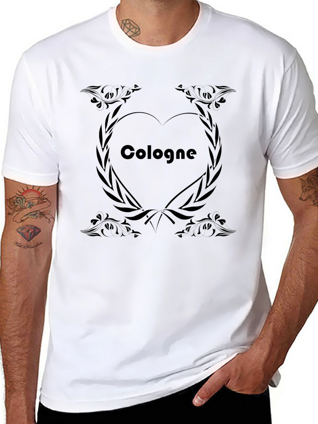 Cologne Heart Graphic Tee - Black Cotton Shirt