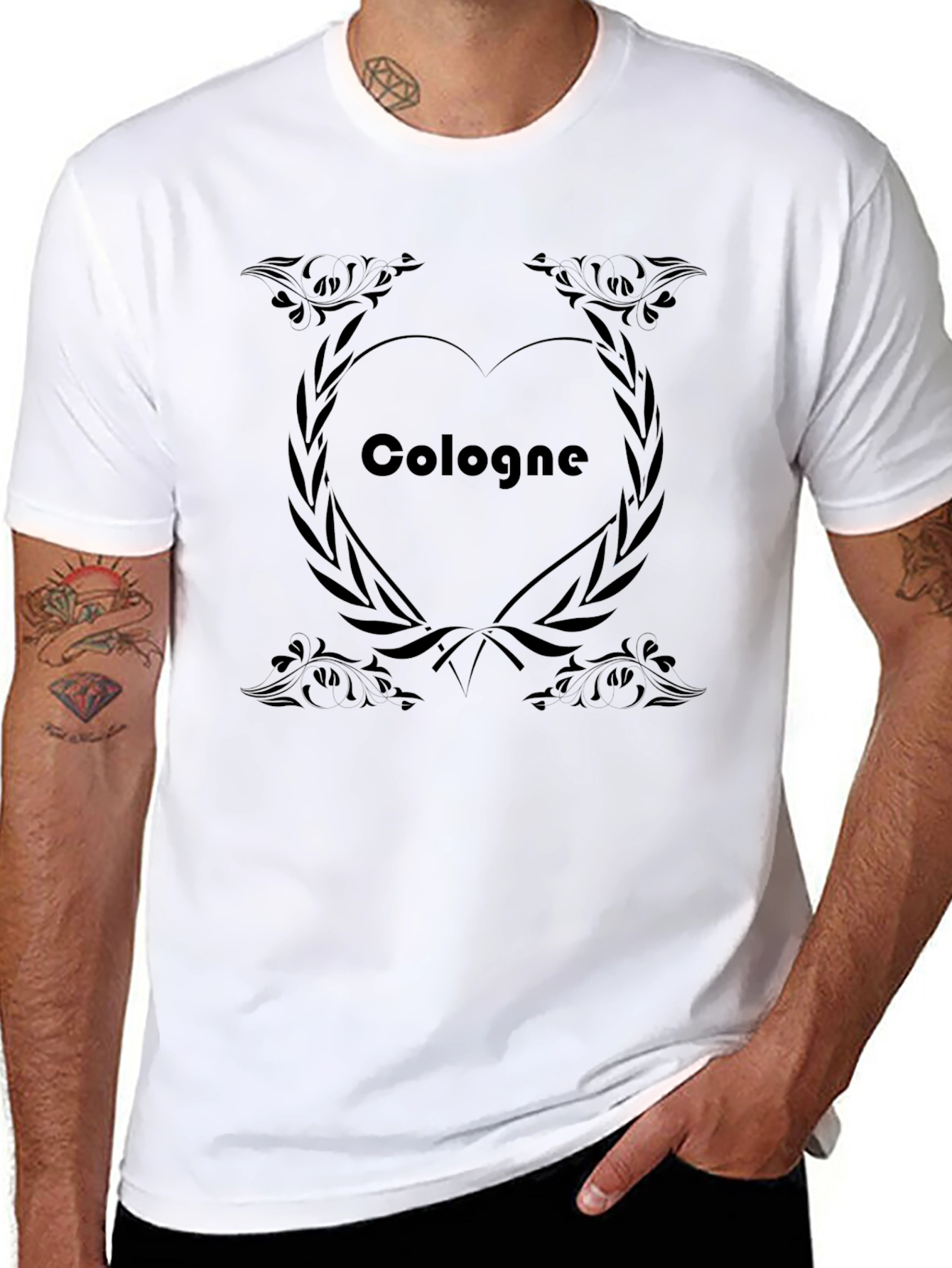 Cologne Heart Graphic Tee - Black Cotton Shirt