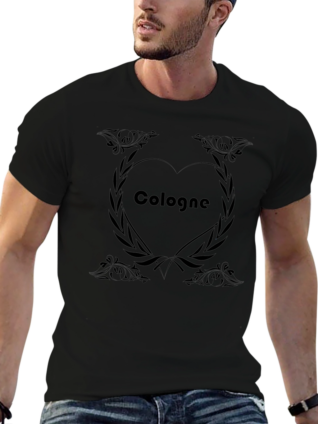 Cologne Heart Graphic Tee - Black Cotton Shirt