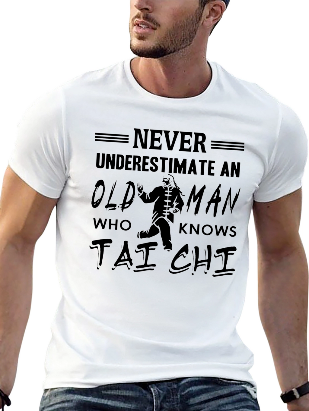 Never Underestimate Tai Chi Old Man Graphic Tee