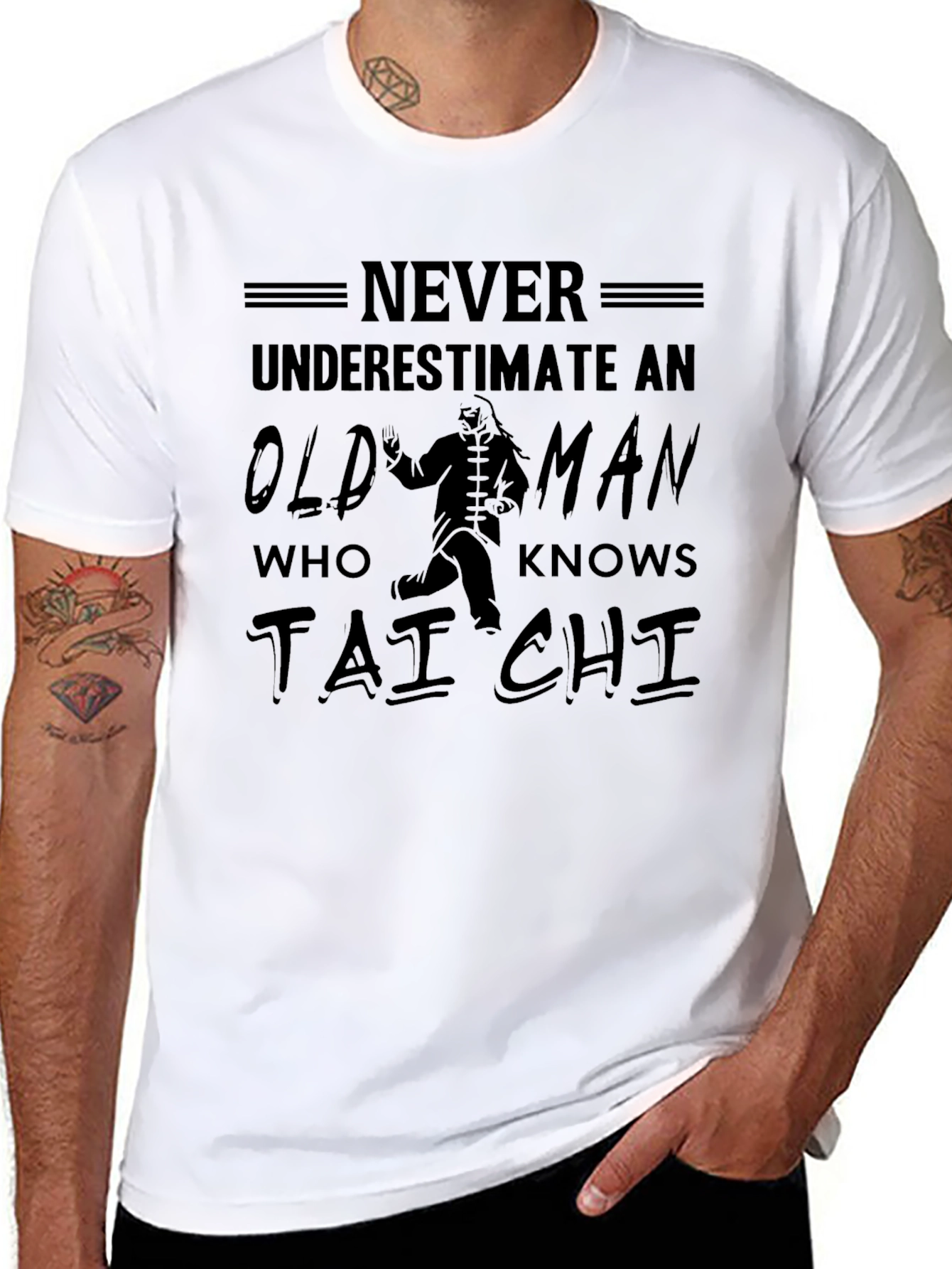 Never Underestimate Tai Chi Old Man Graphic Tee