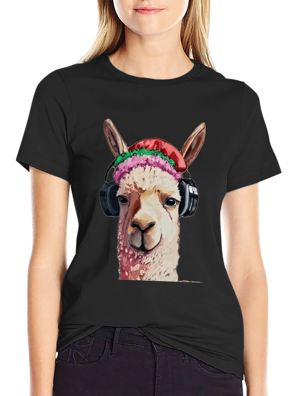 Cool Llama Headphones T-Shirt