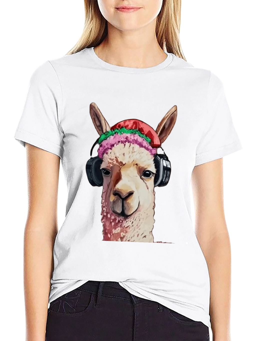 Cool Llama Headphones T-Shirt