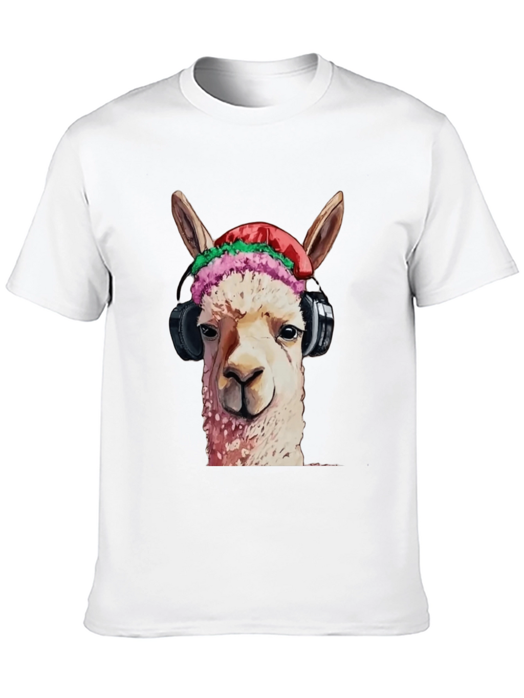 Cool Llama Headphones T-Shirt