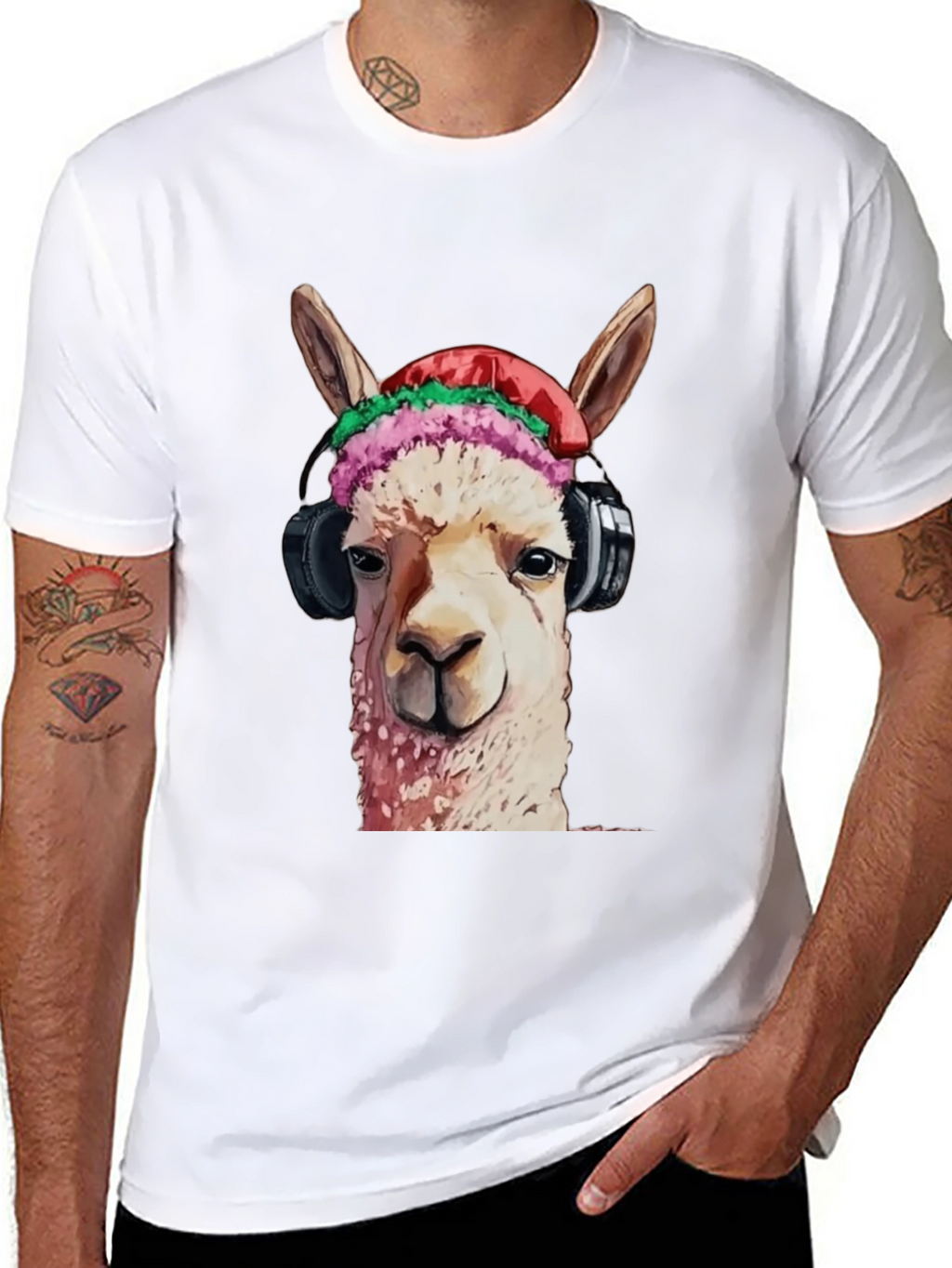 Cool Llama Headphones T-Shirt