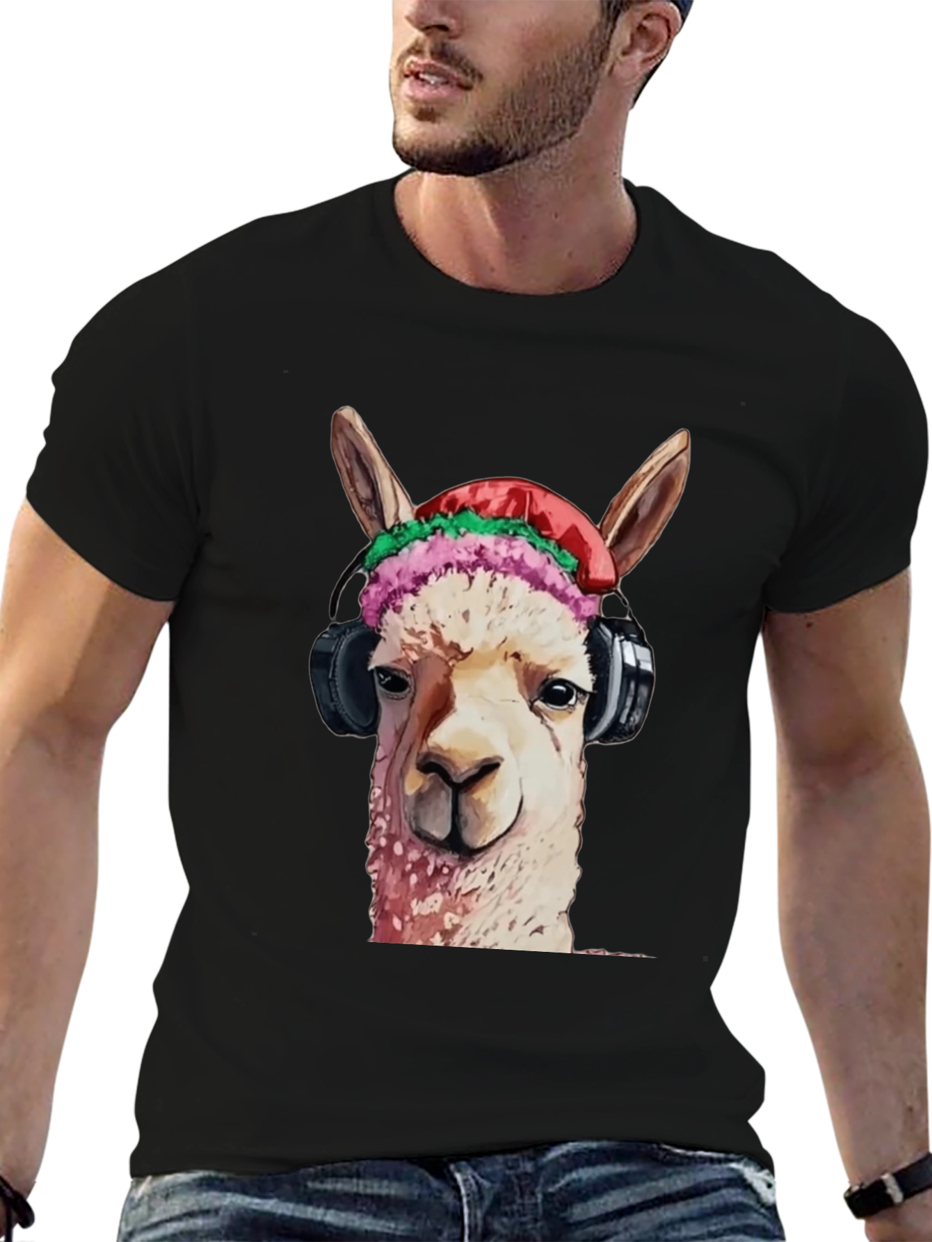 Cool Llama Headphones T-Shirt