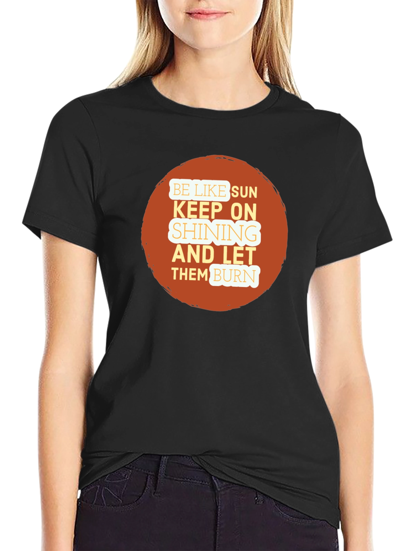 Be Like Sun Graphic Tee - Keep Shining Black T-Shirt