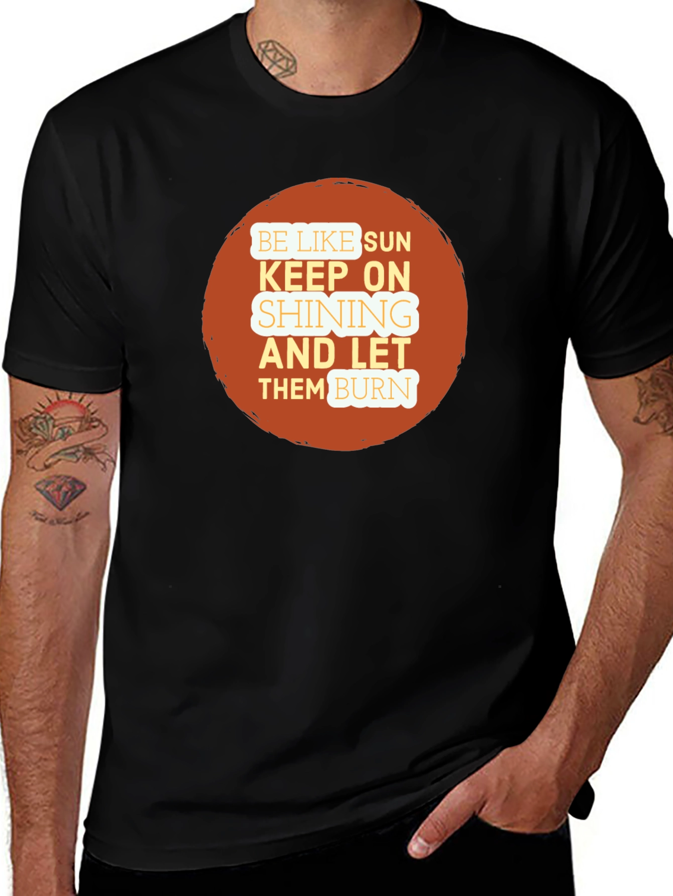 Be Like Sun Graphic Tee - Keep Shining Black T-Shirt