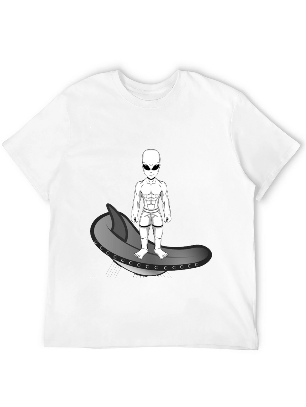 Alien Surfer Graphic Tee - Black Cotton T-Shirt