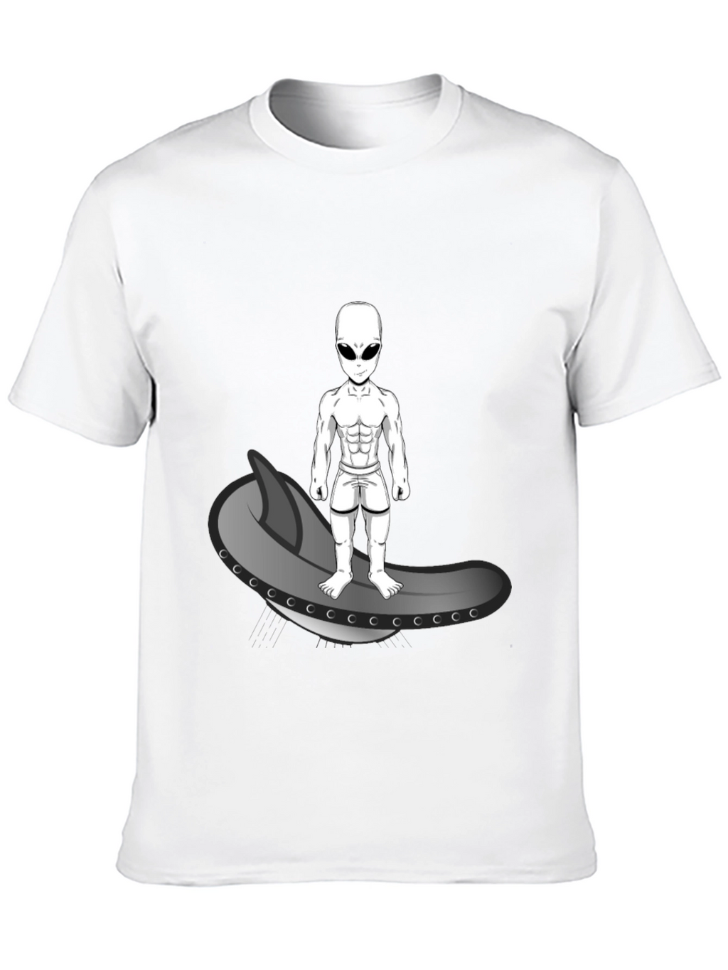 Alien Surfer Graphic Tee - Black Cotton T-Shirt