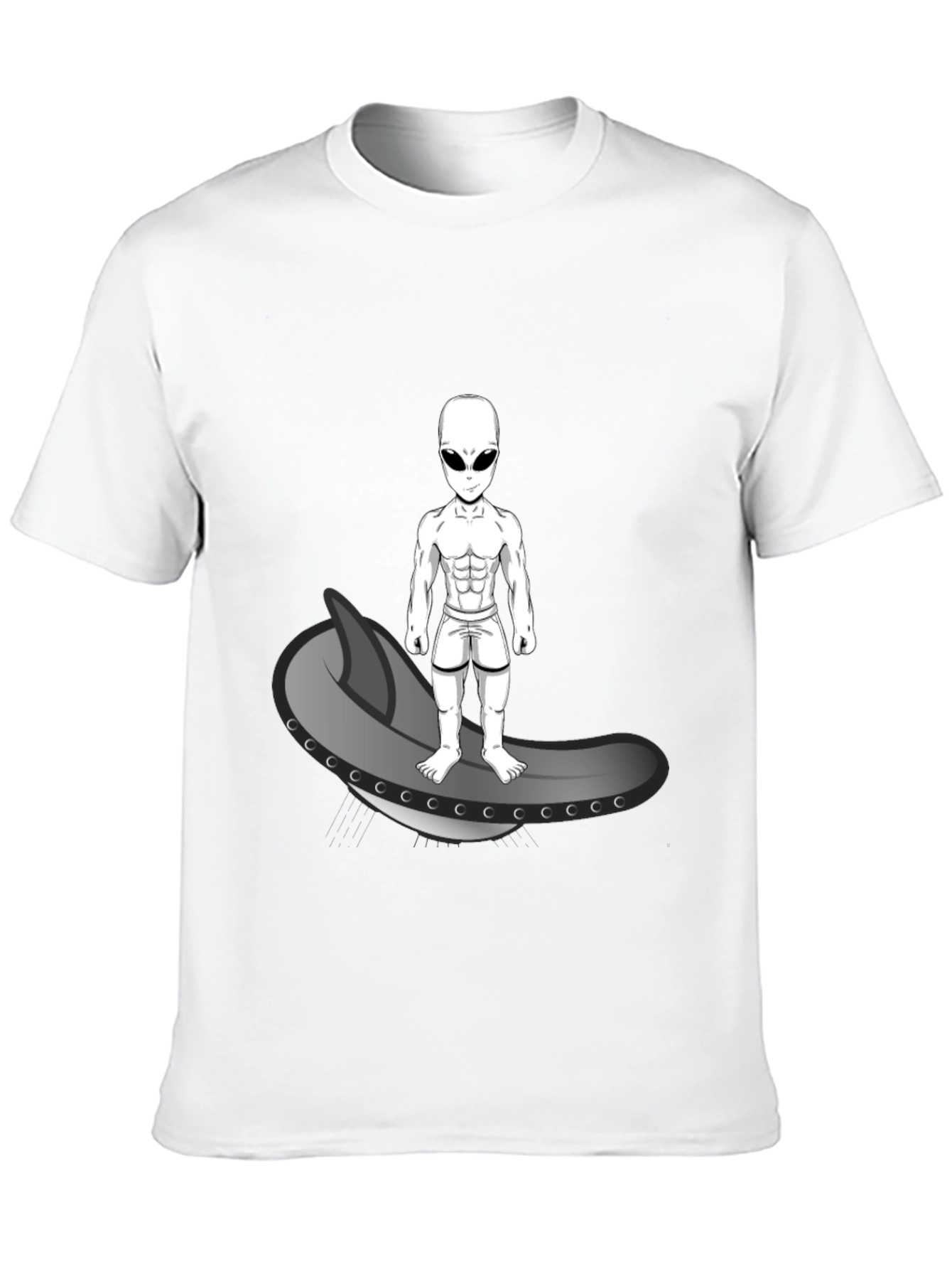 Alien Surfer Graphic Tee - Black Cotton T-Shirt