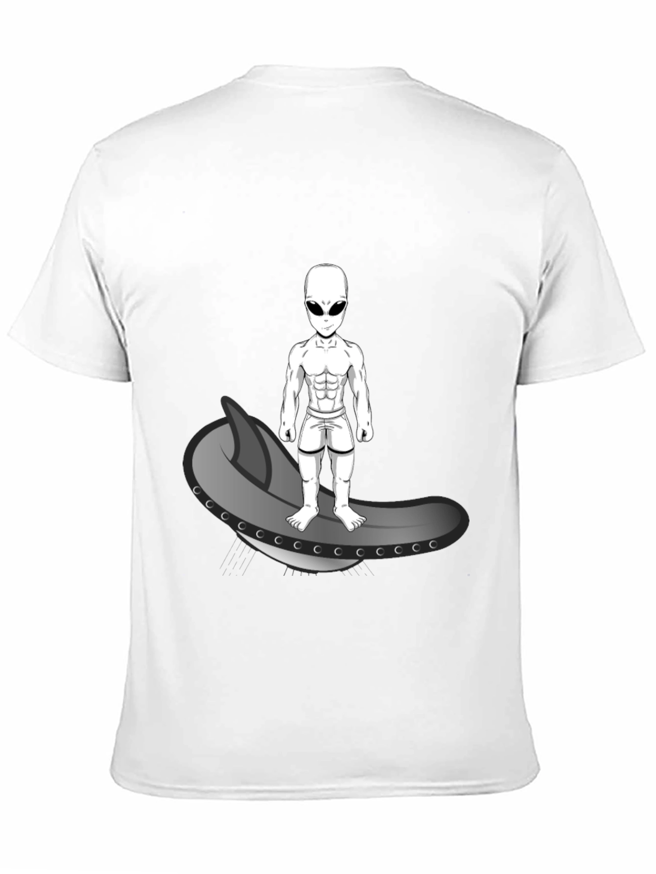 Alien Surfer Graphic Tee - Black Cotton T-Shirt