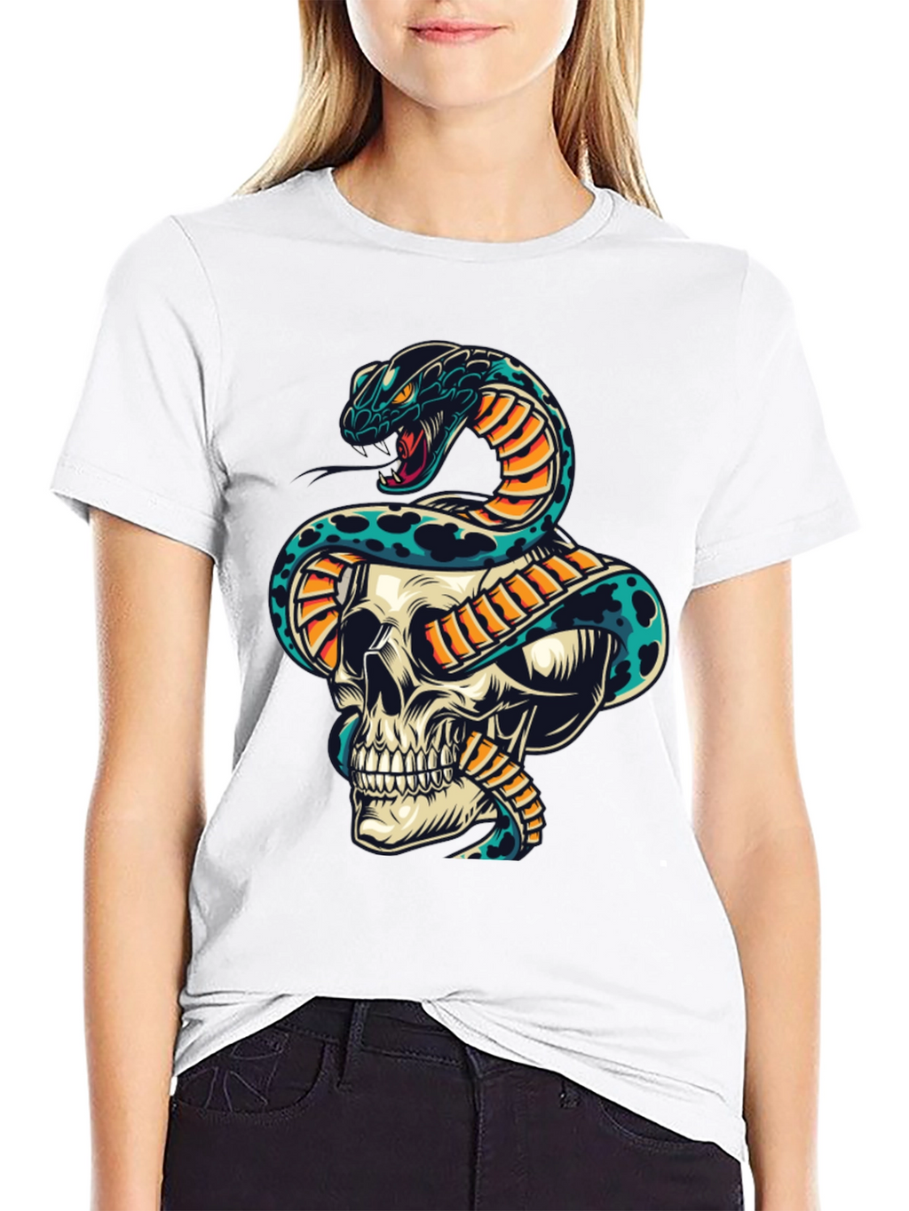 Skull and Snake Graphic Tee - Mens Black T-Shirt