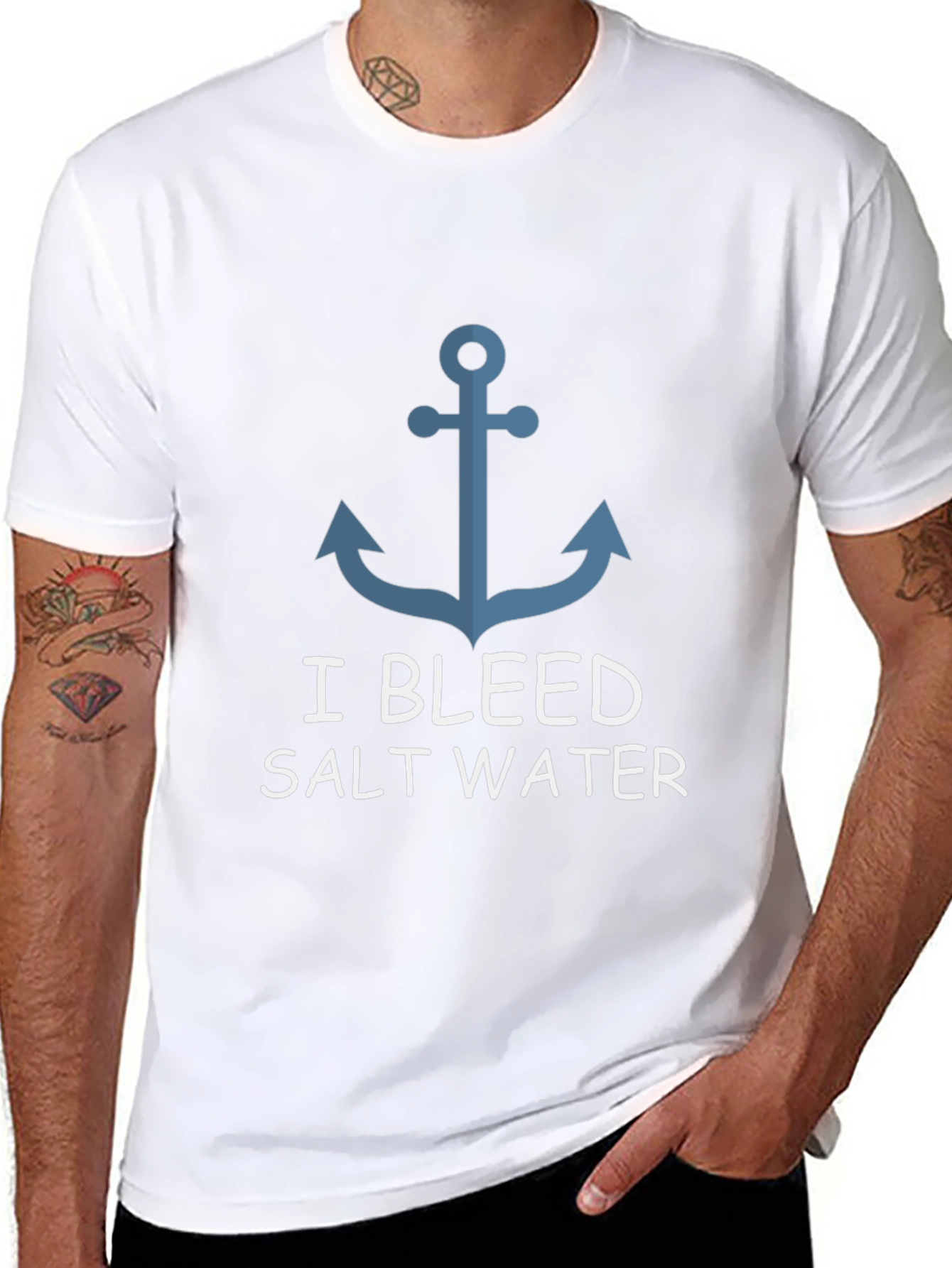 I Bleed Salt Water Anchor Graphic T-Shirt