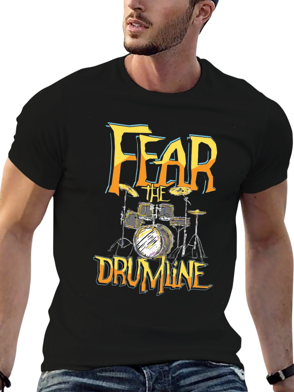Fear The Drumline Graphic Tee - Black Cotton T-Shirt