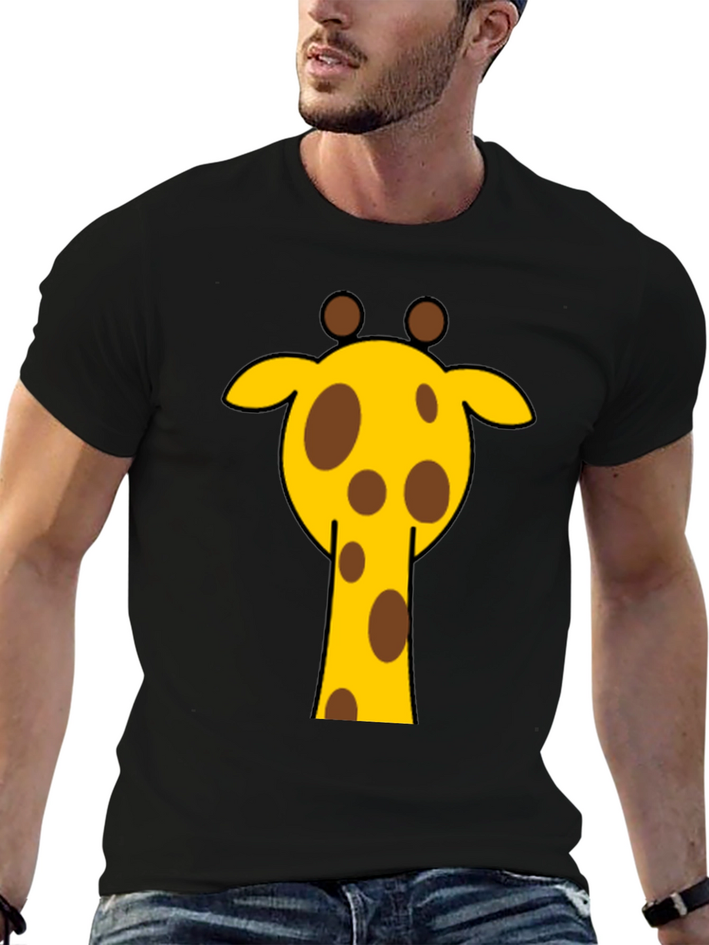 Giraffe Graphic Tee - Casual Black T-Shirt