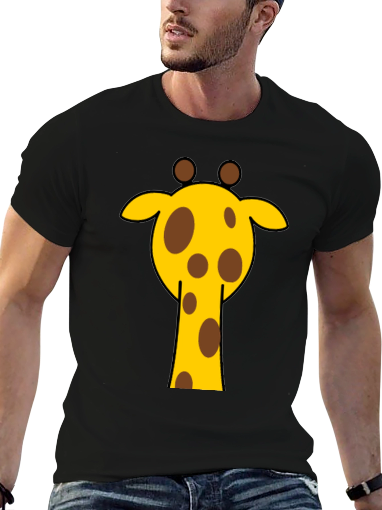 Giraffe Graphic Tee - Casual Black T-Shirt